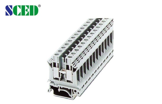 Easy Installation 16mm2 Din Rail Terminal Block 800v / 76A Brass 10mm Stripping Length