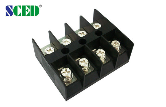 20.00mm High Current Terminal Block Connector 600V 100A  4 Way PC Black Terminal