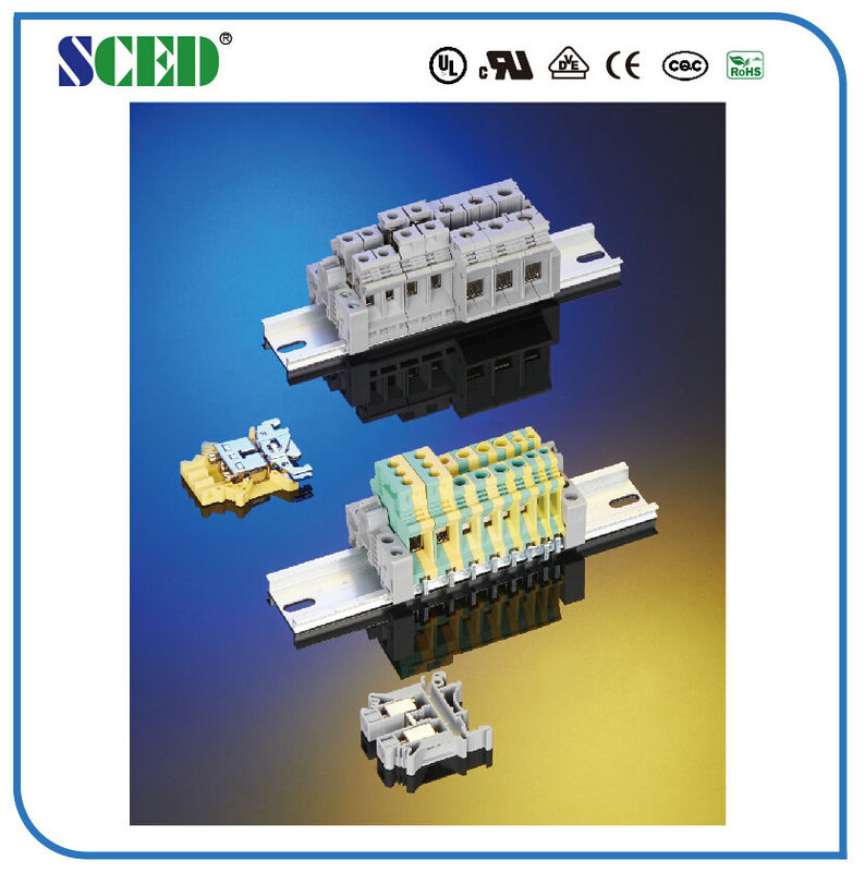 Ground Type 6mm2 Din Rail Terminal Blocks Industrial Electrical Connectors