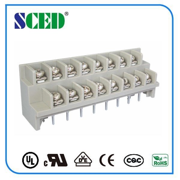 Grey Power Barrier Terminal Block PBT UL94-V0 Pitch 7.62mm 4-20 Poles