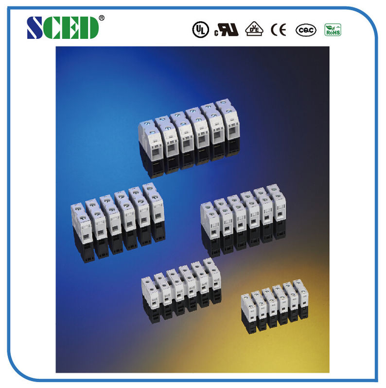 2-16 Poles 600V Feed Through Terminal Block 20A Brass Clamp Cage