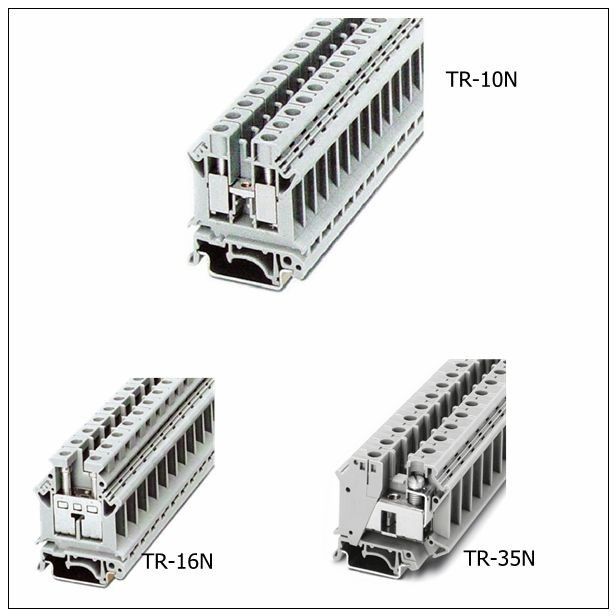 600V 50A Din Rail Mounted Terminal Blocks , 8.2mm Feed Through Connector for Electric