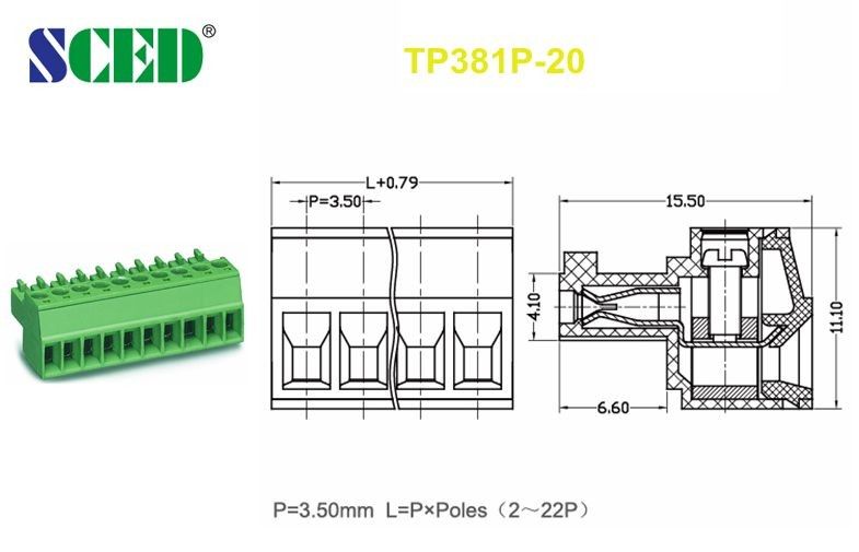 3.50mm Male Female Connectors Plug In Terminal Blocks 300V 8A Plugs And Sockets