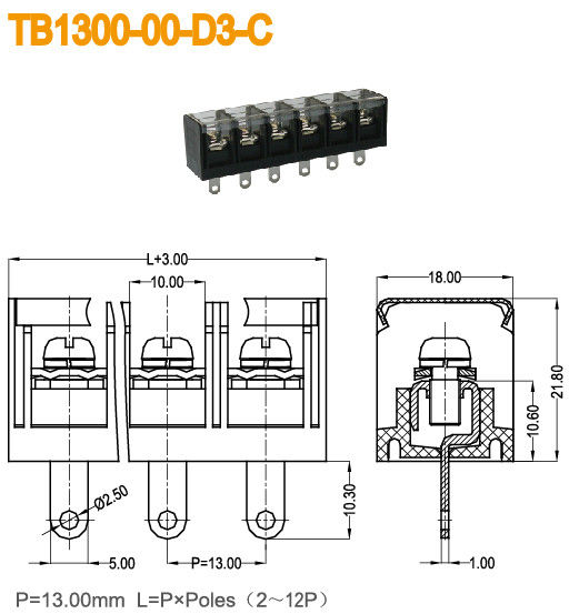 20-8AWG High Voltage Power Terminal Blocks With Plastic Cover 40A Brass 2-12 Poles