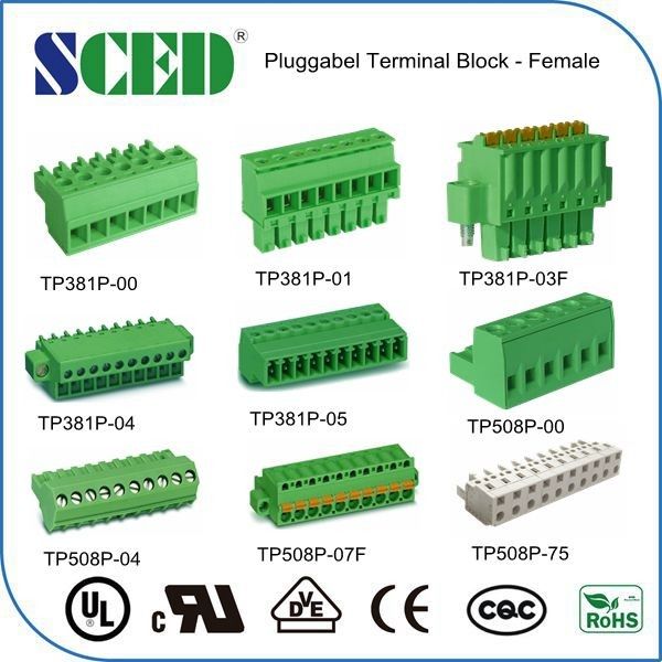 3.81mm Spring Clamp Electric Plug in Terminal Block For Server Site