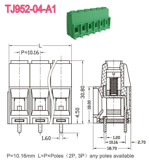 Pitch 10.16mm PCB Screw Terminal Block  Euro Type Raising Series 57A 2-16 Poles