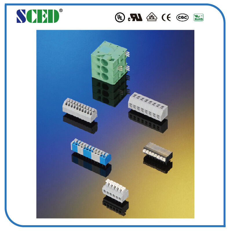 PCB Spring Terminal Block 5 AMP 16-22 AWG , PCB Screwless Terminal Connector 3.50m/3.81mm