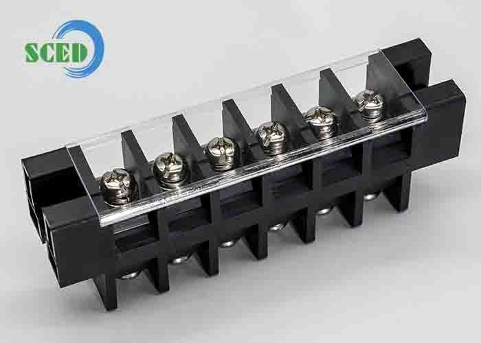 600V PBT 16.00mm Black Cable Panel Mount Feed Through Terminal Block Connector Single Deck