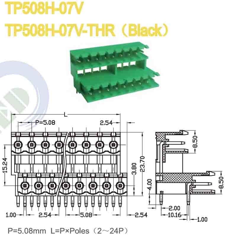 Plug-in Terminal Block 5.08mm 300V 18A 2-24P Pluggable Terminal Block Header Male Sockets