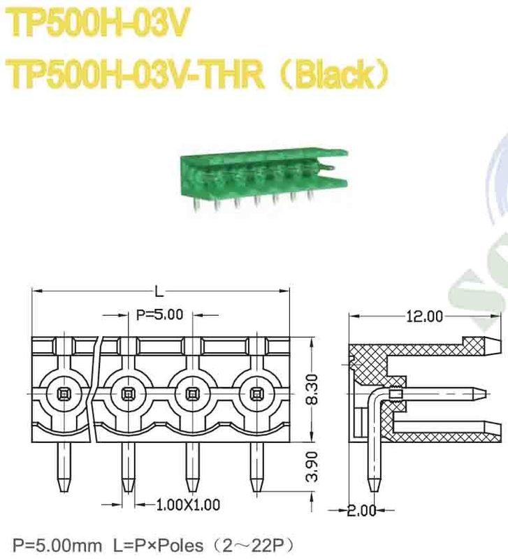 Pitch 5.00mm 300V 18A 2-22P Male Header PCB Pluggable Red Terminal Blocks Connector