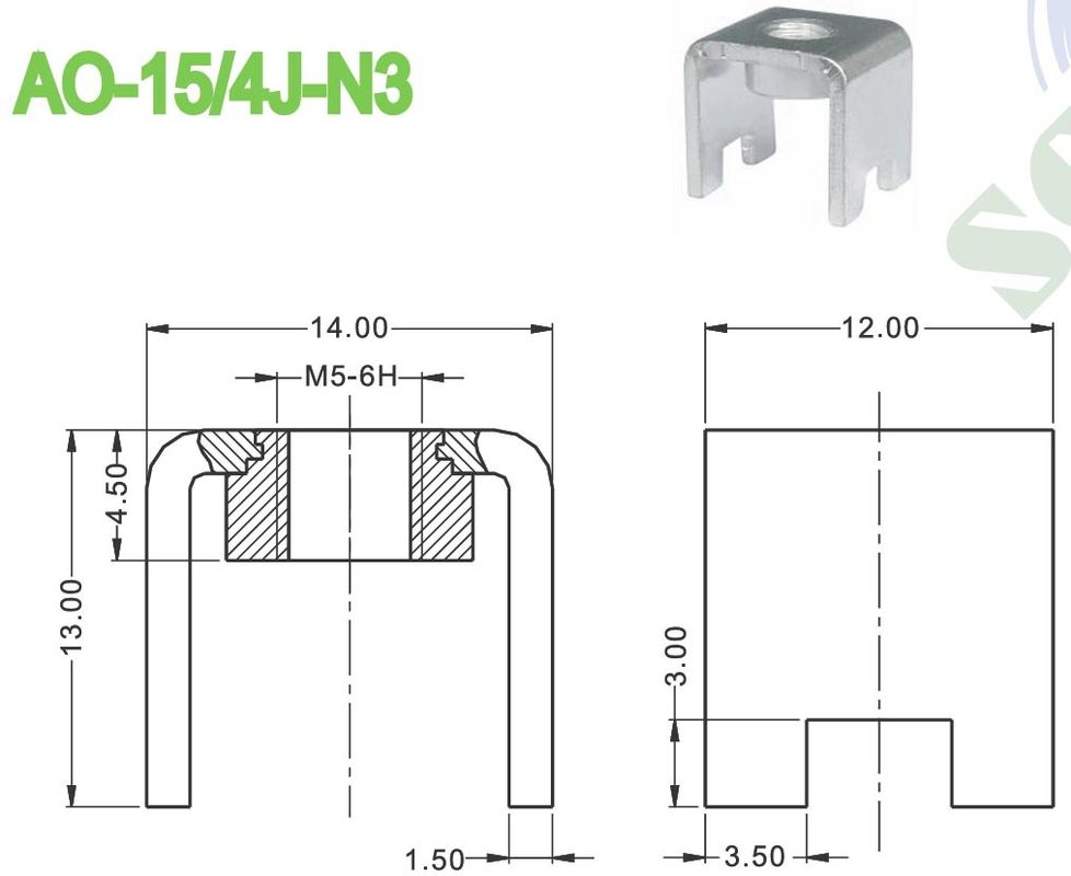 M5 High Current Terminal Block Accessories 90A PCB Red Copper 8.50*12.50mm