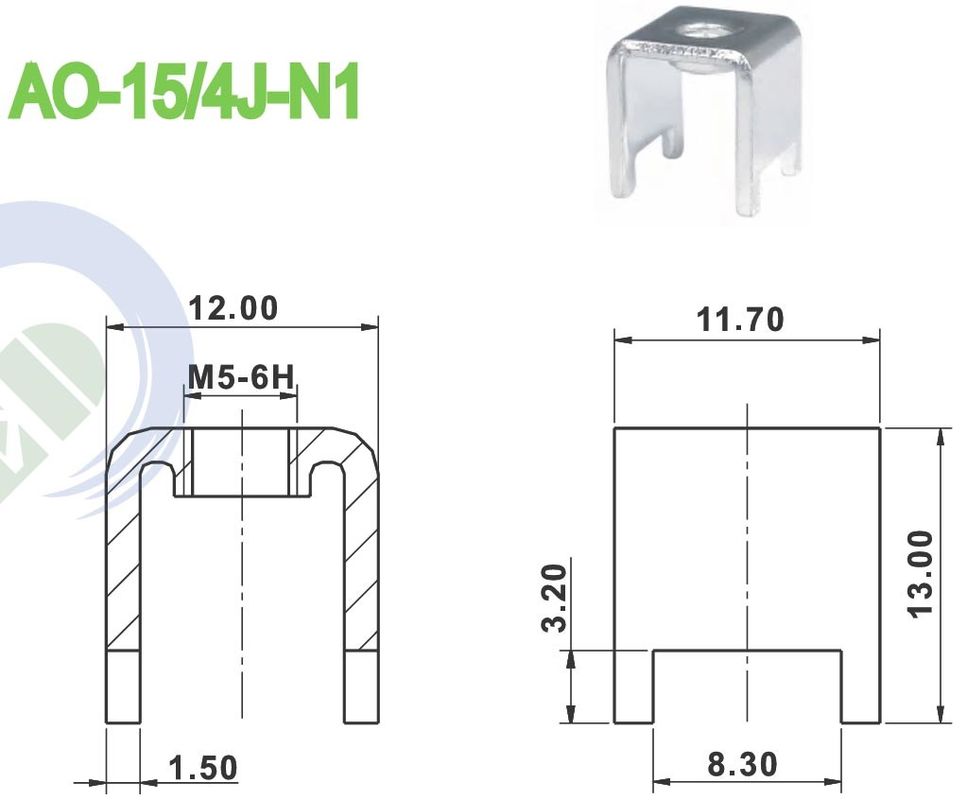 80A 10.00*10.50mm PCB Brass M5 Steel Screw Terminal Block Accessories Nickel Plated