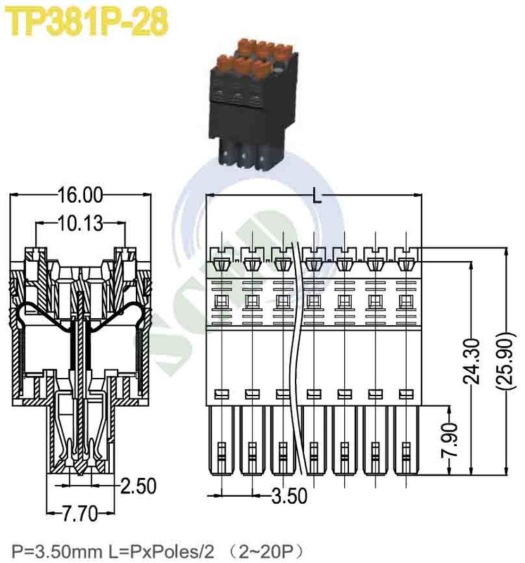 Compact Plug In Terminal Block with 5A Current and φ1.2mm Pcb Hole Diameter