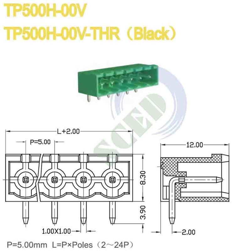 UL94V-0 Rated Right Angle Wire Inlet Feed Through Terminal Block for Industrial Applications
