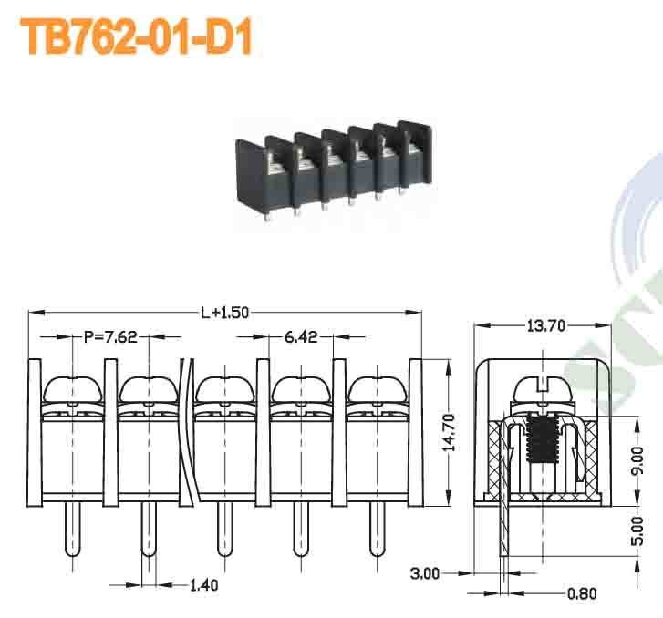 250V 20A Voltage Barrier Terminal Block with Durable Screw Clamp Termination Method