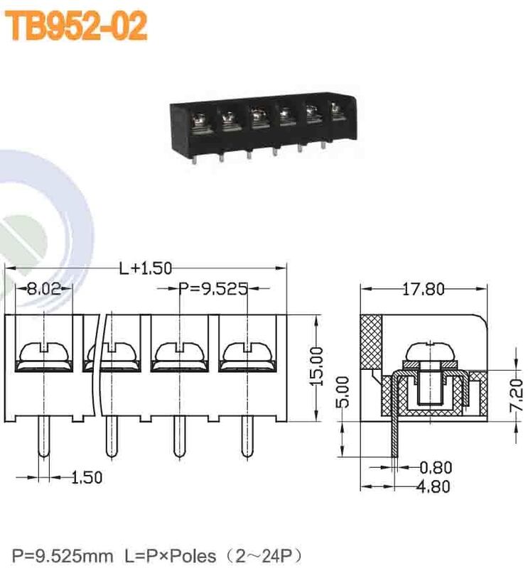 Torque 18-20 Lbf in Barrier Terminal Block UL94 V0 Inflammability Class 2.5 Mm2 Conductor Cross Section Ideal for Electrical Panels