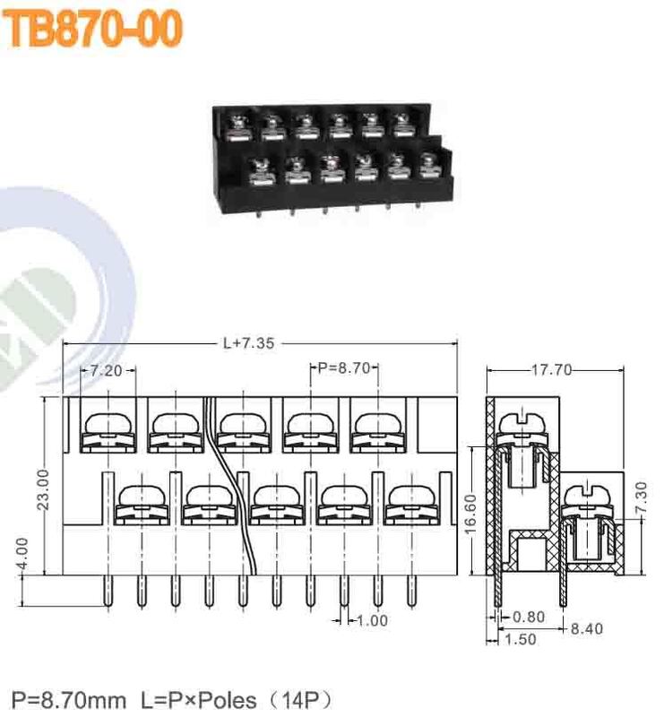 PBT Insulation Material Terminal Barrier Block UL94 V0 Flammability Rating Designed for Secure and Electrical Connections