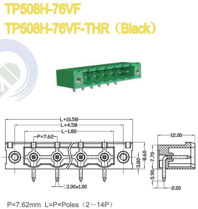 Electrical Connector Plug In Terminal Block Wire Range 16-30 AWG Designed for Din Rail Terminal Block in Control Systems