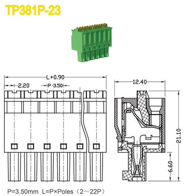 Złącza wtykowe z rozstawem 3,5 mm, żeńskie, 2-22 pozycje, 300 V / 8 A